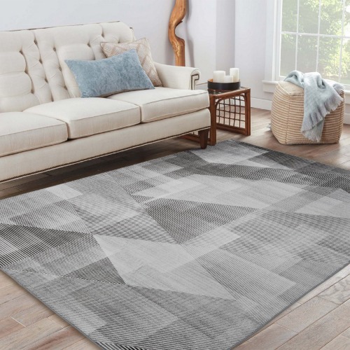 WhizMax 5' x 7' Modern Geometric Area Rug Indoor Low-Pile No-Slip Washable Rug Carpet Contemporary Area Rug for Living Room Bedroom, Gray