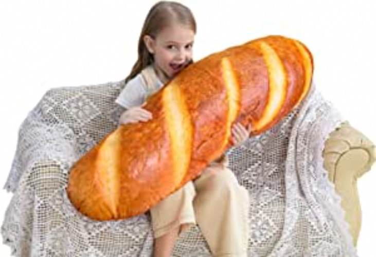 Wepop 40 in 3D Simulation Bread Shape Pillow Soft Lumbar Baguette Back Cushion Funny Food Plush Stuffed Toy - 40 Inch (Pack of 1)