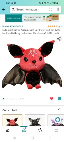 Amazon.com: Cute Bat Stuffed Animal, Soft Bat Plush Doll Toy Gifts for Kids Birthday, Valentine, Christmas (11.81in, red) : Toys & Games