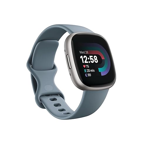 Fitbit Versa 4 Fitness Smartwatch with Daily Readiness, GPS, 24/7 Heart Rate, 40+ Exercise Modes, Sleep Tracking and more, Waterfall Blue/Platinum, One Size (S & L Bands Included) - Waterfall Blue/Platinum