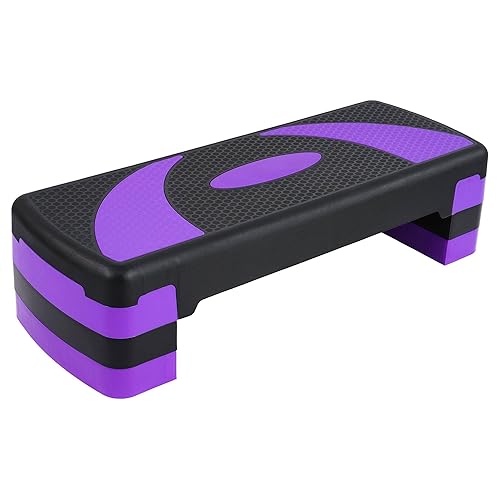 BalanceFrom Aerobic Exercise Step Platform with Raisers, Home & Gym Workout Stepper - Purple