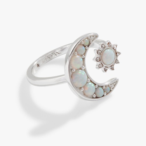 Moon + Sun Opal Ring | Shiny Silver