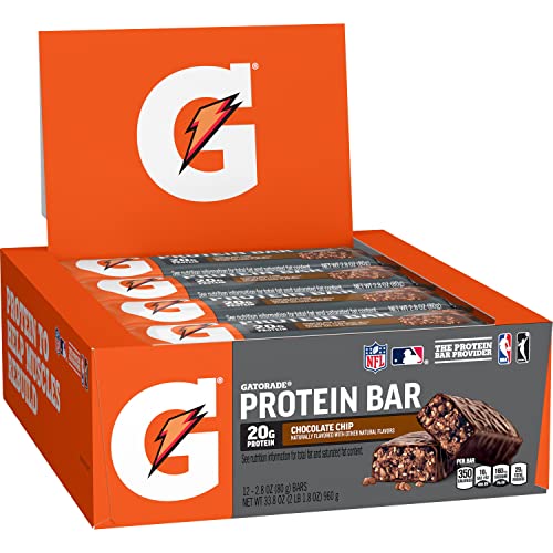Gatorade Whey Protein Recover Bars, Chocolate Chip, 2.8 ounce bars (12 Count) - Chocolate Chip - 2.8 ounces (Pack of 12)