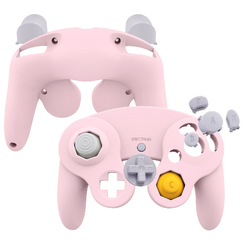eXtremeRate Cherry Blossoms Pink Faceplate Backplate for Nintendo GameCube Controller, Soft Touch Grip Replacement Housing Shell Cover with Buttons for Nintendo GameCube Controller - Controller NOT Included - GCNP3003 | Default Title