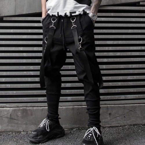 'Attitude' Black Mens Harem Pants - M / Black