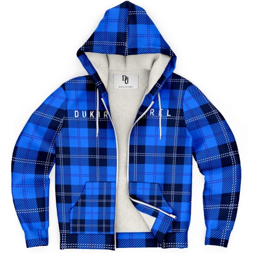 Blue Plaid Zip-up Hoodie - M