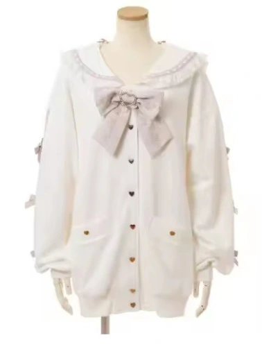 Super cute white x pink cardigan