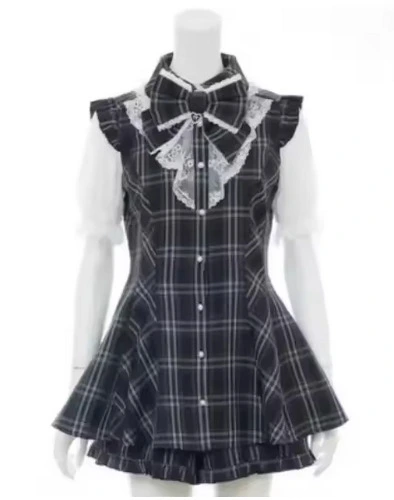 Short sleeve plaid set with shorts