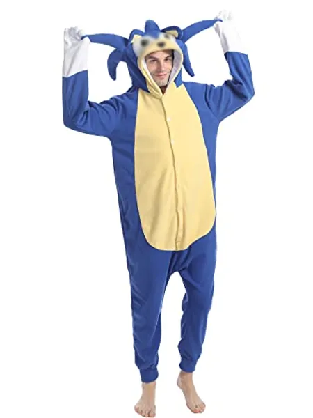 Oiziuzio Adult Animal Onesies Unisex Holloween Costume Hedgehog Pajamas for Women Men Blue