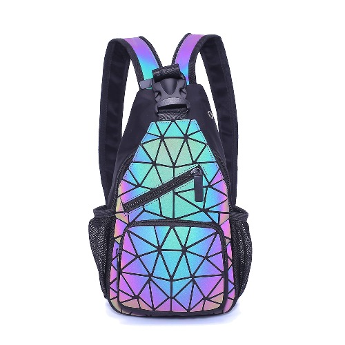 Luminous Geometric Backpacks Women Purses and Handbags Holographic Reflective Bags Iridescent Backpack D - No.d
