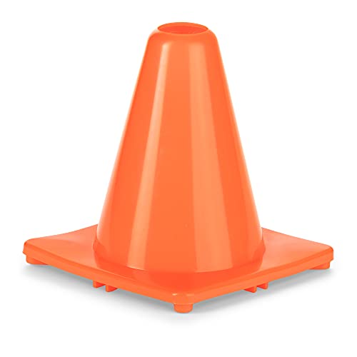 Champion Sports High Visibility Flexible Vinyl Cones - Single and Assorted Cone Sets in Multiple Heights and Colors - 6" - Orange