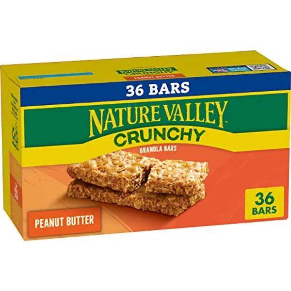 Nature Valley Crunchy Granola Bars, Peanut Butter, 1.49 oz, 18 ct, 36 bars - Peanut Butter - 18 Count (Pack of 1)
