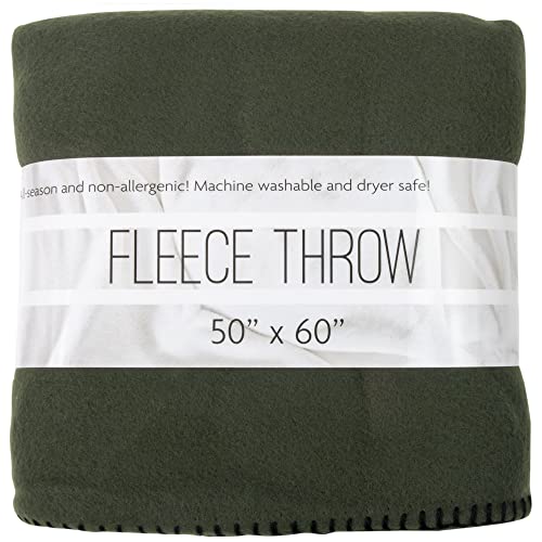 50x60 Throw Blankets, Fleece Throw Blanket for Livingroom, Couch, Chair, Bed, Home (Dark Green) - Dark Green