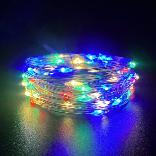 Yongzhenlite Set of 2 Battery Operated Mini Led Fairy Lights Indoor String Light with Timer 6 Hours on/18 Hours Off for Bedroom Wedding Party Decorations,30 Count LEDs,10 Ft Silver Wire (Multi-colored)