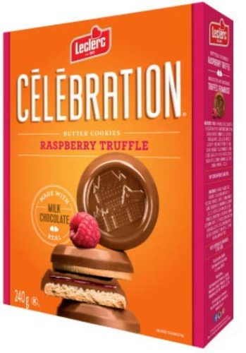 Celebration Cookies Raspberry Truffle - Milk Chocolate Butter Cookies - 240g (1 Pack) {Imported from Canada}