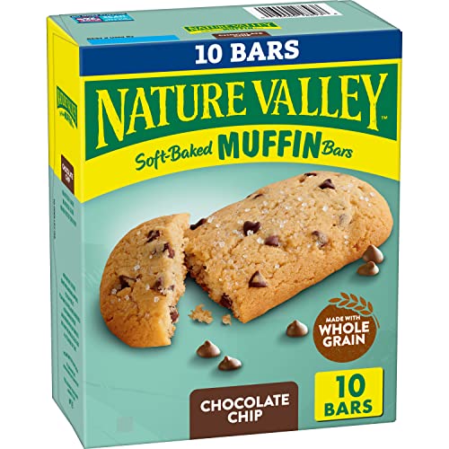 Nature Valley Soft-Baked Muffin Bars, Chocolate Chip, Snack Bars, 10 ct - Chocolate Chip - 10 Count (Pack of 1)
