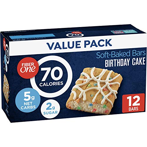 Fiber One 70 Calorie Soft-Baked Bars, Cinnamon Coffee Cake, 6 ct - Birthday Cake - 0.89 Ounce (Pack of 12)