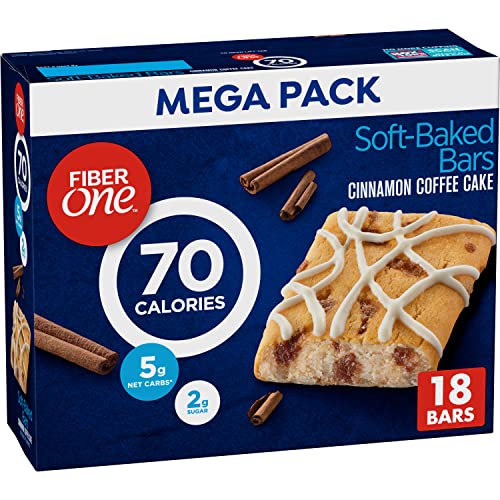 Fiber One 70 Calorie Soft-Baked Bars, Cinnamon Coffee Cake, 18 ct - Cinnamon Coffee Cake - 18 Count (Pack of 1)
