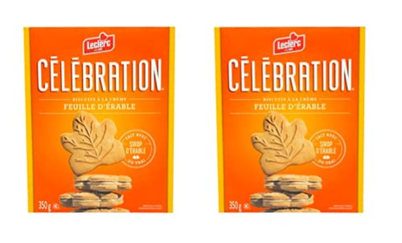 AZPantry Bundle Pack Leclerc Celebration Maple Leaf Creme Cookies 350 gr. (Imported from Canada) ( 2xPK)