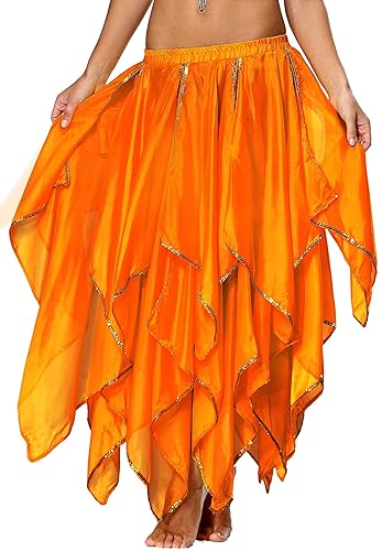 Sequin Chiffon Skirt for Women Costume - 2-14 - 10 Panel-orange