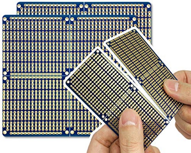 ElectroCookie Snappable PCB, Strip Board with Power Rails for Electronics Projects Compatible for DIY Arduino Soldering Projects, Gold-Plated, 3.8"x3.5" (2 Pack, Blue) - 1.Blue