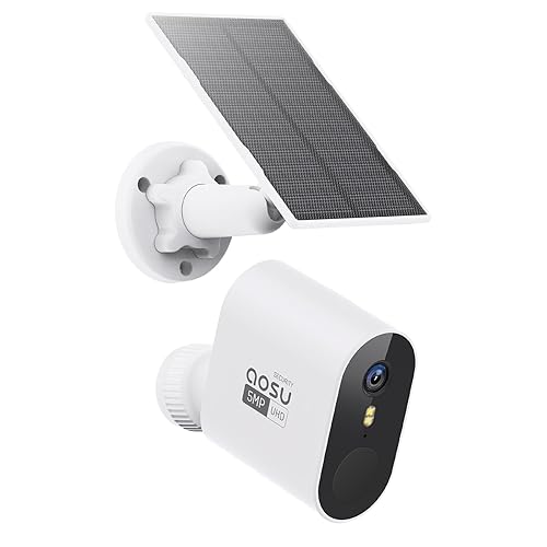 AOSU Add-on Cam, 3K/5MP Solar Security Camera Wireless Outdoor, Requires SolarCam/WirelessCam System's Homebase (NOT Doorbell Homebase) - Add-on Cam