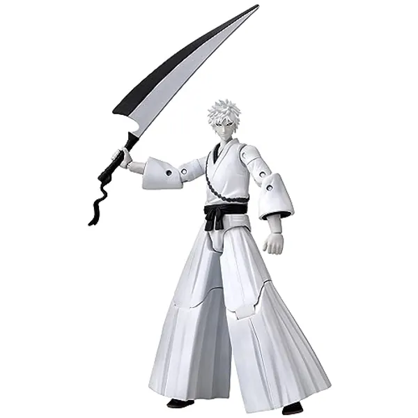 BANDAI Anime Heroes Ichigo Kurosaki White Action Figure | 17cm Articulated White Ichigo Anime Figure with Accessories Based On Bleach Anime and Manga | Bleach Action Figures As Anime Gifts and Toys - Ichigo Kurosaki White