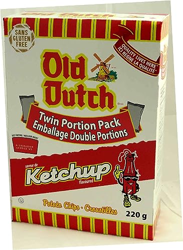 Old Dutch Ketchup Chips - 220g/7.8oz Box, (Imported from Canada) - Ketchup - 7.7 Ounce (Pack of 1)