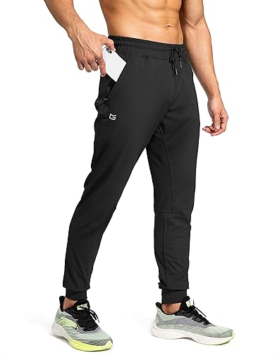 G Gradual Men's Sweatpants with Zipper Pockets Athletic Pants Traning Track Pants Joggers for Men Soccer, Running, Workout - Large - Black