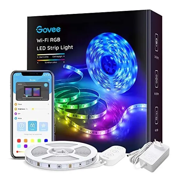 Govee WiFi LED Strip 5m, Smart RGB LED Streifen, App-steuerung, Farbwechsel, Musik Sync, funktioniert mit Alexa und Google Assistant