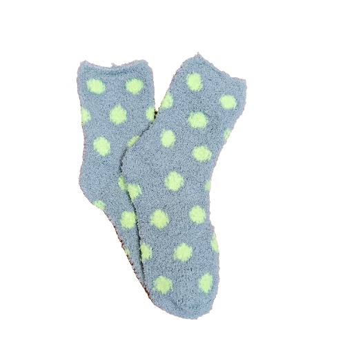 Polka Dot Fuzzy Socks from the Sock Panda - Green w/ Lime Polka Dot / Medium