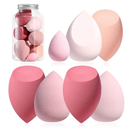 Makeup Sponge Set BS-MALL Blender Sponges 7 Pcs for Liquid, Cream, and Powder, Multi-colored with 1 Mini Makeup Sponge Pink (A-Pink) - A-Pink