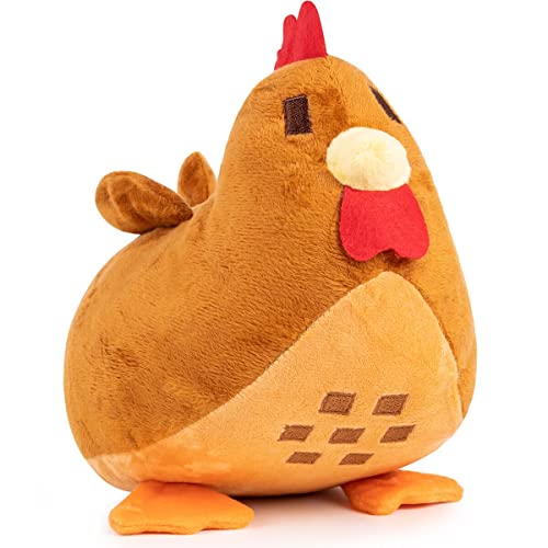 Stardew Valley Chicken Pillow, Stardew Valley Chicken Plush, Chubby Soft Plushes Doll Chicken Stuffed Animal Plush Cotton Chicken Pillow Soft Stuffed Animal Doll Figure Pillow for Boys Girls (Brown) - Brown