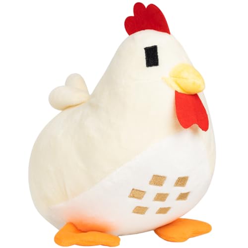 Stardew Valley Chicken Pillow, Stardew Valley Chicken Plush, Chubby Soft Plushes Doll Chicken Stuffed Animal Plush Cotton Chicken Pillow Soft Stuffed Animal Doll Figure Pillow for Boys Girls (White) - White