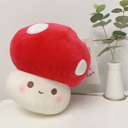 Adorable 3D Mushroom Plush Pillow - Red / 23cm