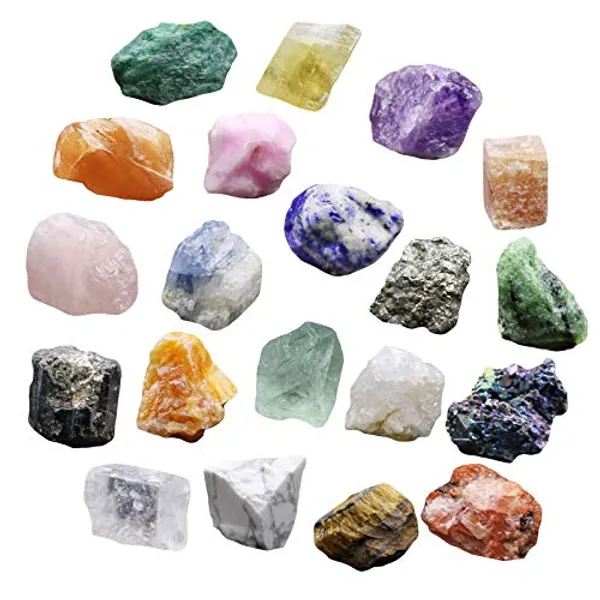 iFCOW 20st Mineral Rock Collection Geology Education Energy Crystals Natural Mineral Ore Specimens