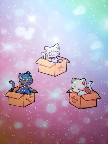 Sailor Moon Stickers / Luna, Artemis and Diana / Cat sticker / Anime stickers