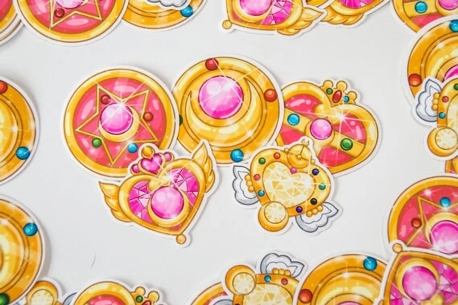 5x Sailor Moon Transformation Brooch Sticker Set