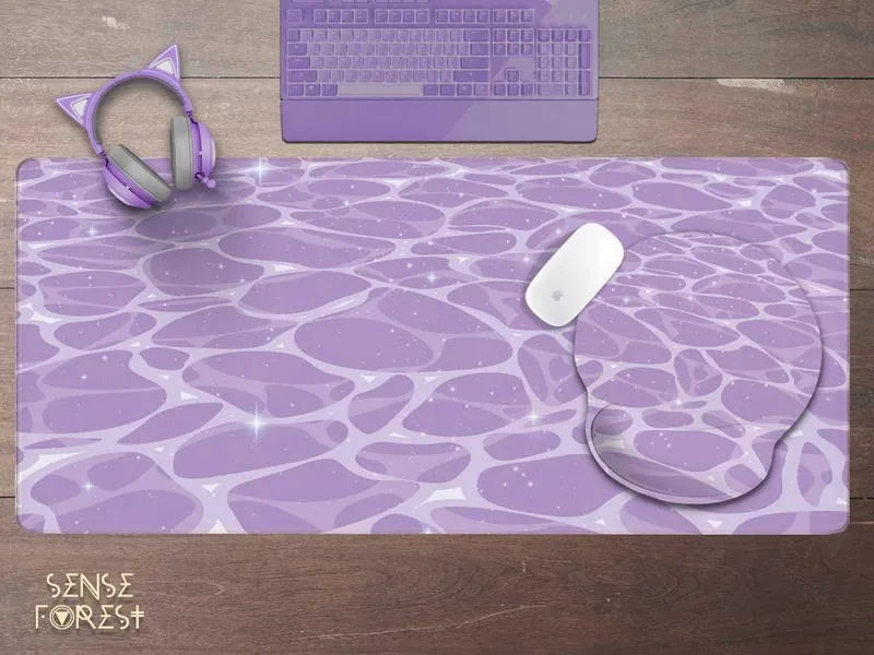 Purple Large Gaming Mousepad Anime water reflection desk mat