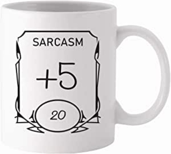 D&D Stats Mug - Sarcasm 11oz White Ceramic Coffee Mug - Dungeons and Dragons - RPG - DnD - Gift for Geeks