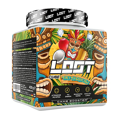 LOOT® - Booster di gioco premium con la formula Flow-State® | 50 porzioni (400 g) con caffeina | 20 ingredienti ad alto dosaggio | Energy Drink | Concentrazione Stamina Reattività | Tiki Tropicali - Tiki Tropicali