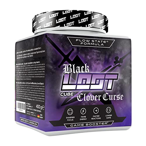 LOOT® - Limited BLACK Edition Clover Curse Game Booster | mit Flow-State® Formel | 50 Porzioni (400g) mit Koffein | 20 hochdosierte Inhaltsstoffe | Mora di ribes nero - Clover Curse