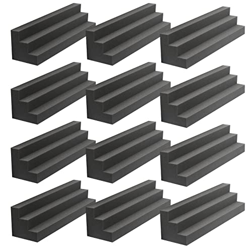 Acoustic Foam Panels 12" X 3" X 3" Bass Traps Acoustic Foam Corner, Sound Proof Foam Panels for Wall, Sound Dampening Panels for Studio, Home or Theater - 12 Pack