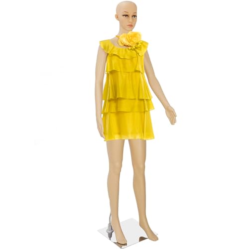 Mannequin Full Body Dress Form 69inch Female Adjustable Mannequin Stand Realistic Mannequin Display Head Turns Dress Model Metal Base - Female 69inch