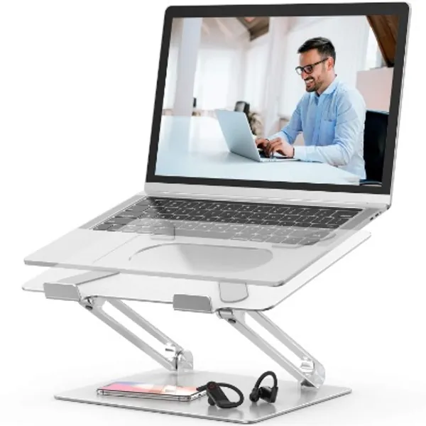 Laptop Stand,Youbester Adjustable Multi-Angle Stand with Heat-Vent to Elevate Laptop, Aluminum Ergonomic Portable Computer Notebook Stand Compatible for MacBook,Dell,HP More 10-17" Laptops (Silver)