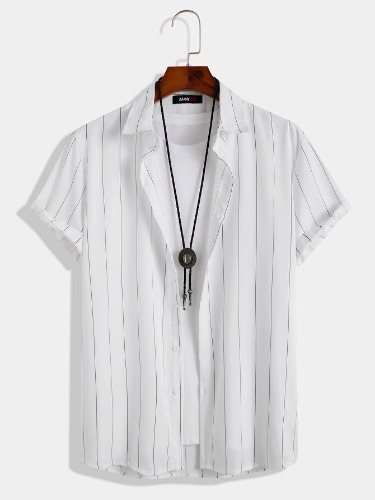 Basic Solid Line Stripe Shirt | White / M