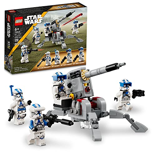 LEGO Star Wars 501st Clone Troopers Battle Pack 75345 Toy Set - Buildable AV-7 Anti Vehicle Cannon, 4 Minifigures, Spring Loaded Shooter, Clone Squadron Collection, Great Gift for Kids Ages 6+
