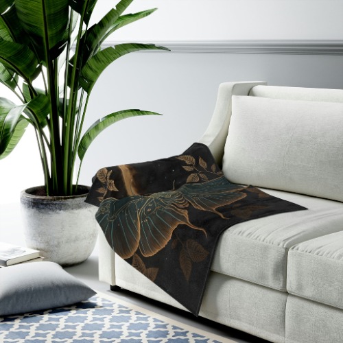 Luna Moth Velveteen Plush Blanket - 30" × 40"