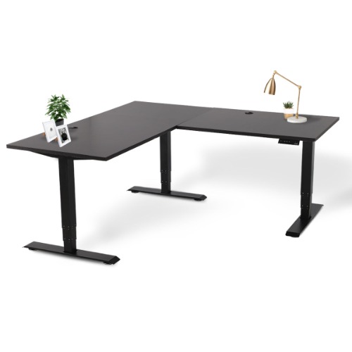 Executive Standing Corner Desk - L Shaped - Large 71" × 71" / Black / Oak Black
