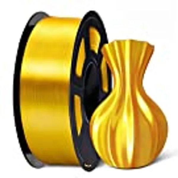 Silk PLA Filament, SUNLU Neatly Wound Shiny PLA 3D Printer Filament 1.75mm Dimensional Accuracy +/- 0.02mm, Fit Most FDM 3D Printers, Good Vacuum Packaging, 1kg Spool (2.2lbs), 330 Meters, Light Gold